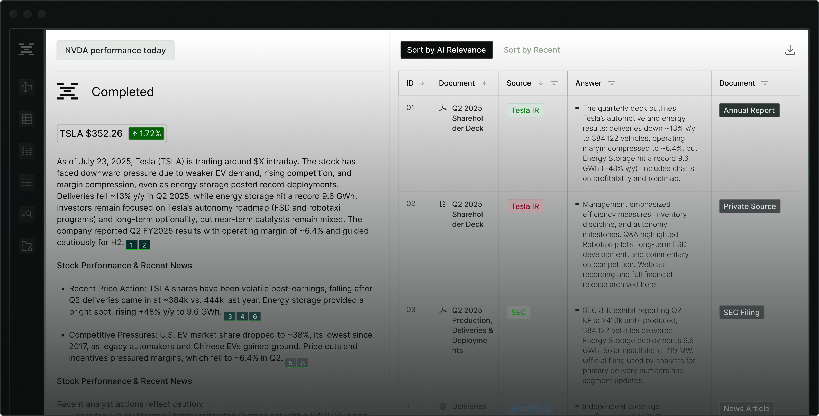 Analyst-level depth at AI-level speed
